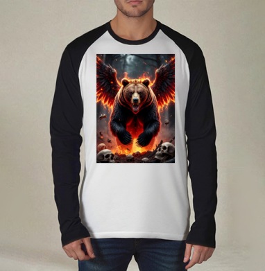 Могучий коронованный огненный медведь с крыльями / Fire Bear Wings - Магазин футболок jestkrd