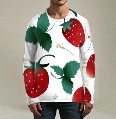 Fresh Red Sweet Berries Strawberry Garden – Садовая клубника, Футболка мужская лонгслив 3Д
