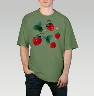Fresh Red Sweet Berries Strawberry Garden – Садовая клубника, Футболка мужская оверсайз оливковая