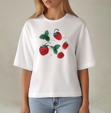 Fresh Red Sweet Berries Strawberry Garden – Садовая клубника, Футболка женская оверсайз Mido