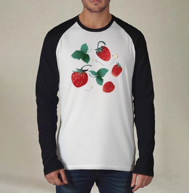 Fresh Red Sweet Berries Strawberry Garden – Садовая клубника, Футболка длинный рукав / Мужчинам / Реглан / Принт