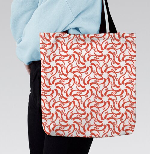 Dynamic Rotating Coral Swirls Patterns Вращающиеся коралловые завитки узоры, Сумка с ручкой и внутренним карманом на молнии