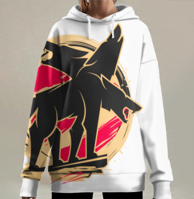 Могучий мифический Цербер защищает свои владения Три головы волка, Hoodie Long Oversize 3D