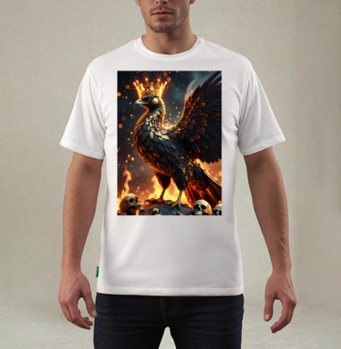 Phoenix King of Fire / Феникс король огня в золотой короне власть, Футболка мужская REGULAR белая