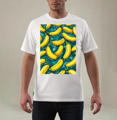 Refreshing Tropical Bananas in Water / Свежие желтые бананы в воде, Футболка мужская REGULAR белая