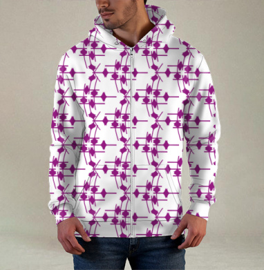 Геометрический узор фуксия на сером Abstract Fuchsia Grey Pattern, Толстовка мужская на молнии 3Д полная запечатка