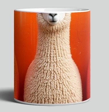 Llamas in orange sweaters / Ламы в ярких свитерах у оранжевой стены - Магазин футболок jestkrd
