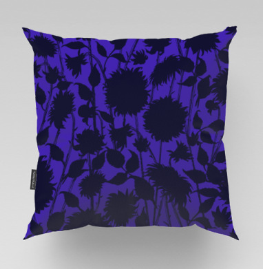 Black Sunflower Silhouette Черный силуэт подсолнуха синие темные подсолнухи - Магазин футболок bokasin, Подушки