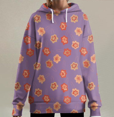 Цветочный орнамент с элементами природы и гармонии, Hoodie Long Oversize 3D