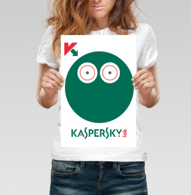 Стильный логотип Kaspersky Lab с символикой безопасности - Магазин футболок demonwa - Дизайнерские принты