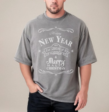 Happy New Malt 2014 / С Новым Солодом 2014, Футболка мужская варенка оверсайз