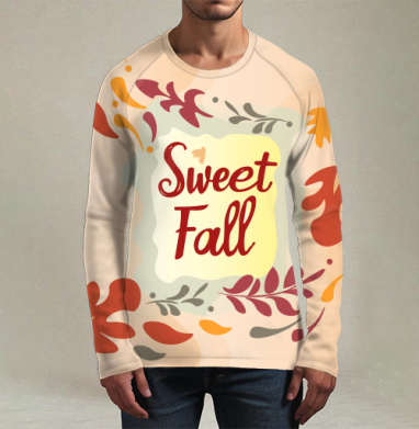 Осенние листья мягко падают под Sweet Fall, Футболка мужская лонгслив 3Д