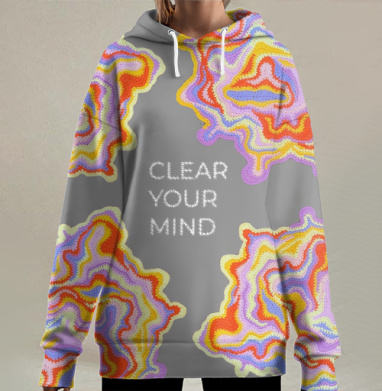 Абстрактное очищение ума цветное движение, Hoodie Long Oversize 3D