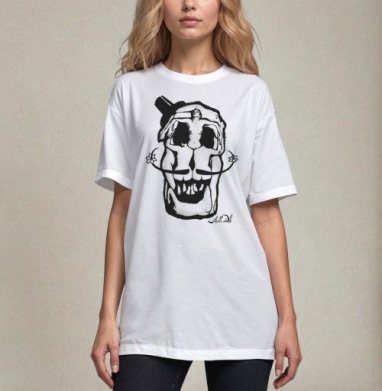 Dali Skull, Футболка / Унисекс / Оверсайз / Белая / C принтом