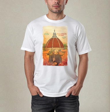 Уютная женщина под куполом Santa Maria del Fiore / Святая Мария Цветочная, Футболка / Мужчинам / Pure / Белая / C принтом