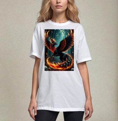 Fire Fox Phoenix Hybrid – Огненная лиса феникс в лесу мистический дух природы - Магазин футболок jestkrd