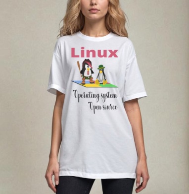 Два Пингвина Linux Операционная Система Свободный Исходный Код, Футболка / Унисекс / Оверсайз / Белая / C принтом