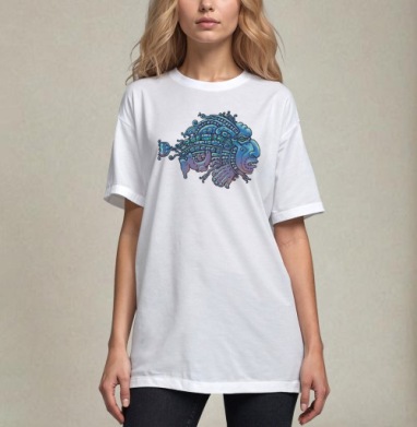 Нео-майя Тотем с мистической энергетикой, Футболка / Унисекс / Оверсайз / Белая / C принтом
