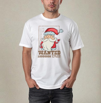 Santa wanted, Футболка / Мужчинам / Pure / Белая / C принтом