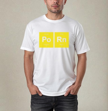 Шутливый постер «Po Rn» в стиле таблицы Менделеева, Футболка / Мужчинам / Pure / Белая / C принтом