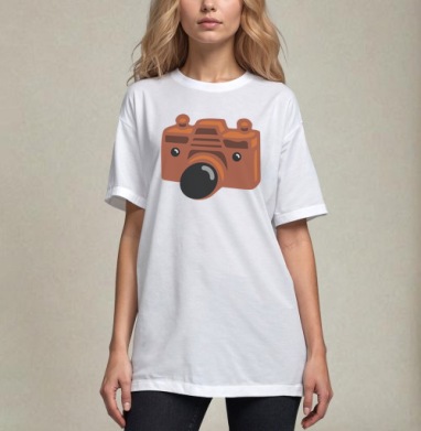 Фотомишка, Футболка / Унисекс / Оверсайз / Белая / C принтом