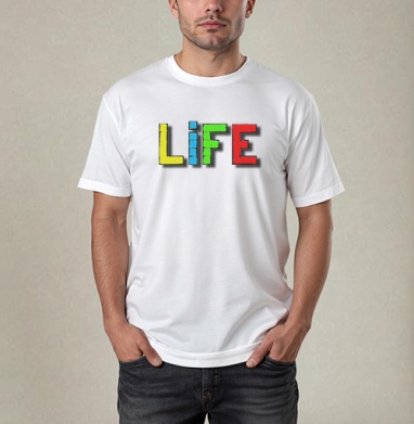 Яркое граффити LIFE — вдохновение и энергия жизни, Футболка / Мужчинам / Pure / Белая / C принтом