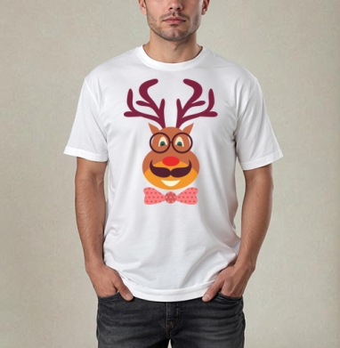 Hipster Deer / Олень-хипстер, Футболка / Мужчинам / Pure / Белая / C принтом