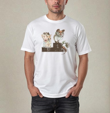 Обезьяна совушка и морковь, Футболка / Мужчинам / Pure / Белая / C принтом