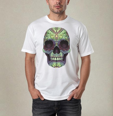 Sugar Skull / Сахарный череп, Футболка / Мужчинам / Pure / Белая / C принтом