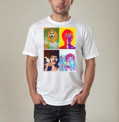 The Beatles Pop-art, Футболка / Мужчинам / Pure / Белая / C принтом