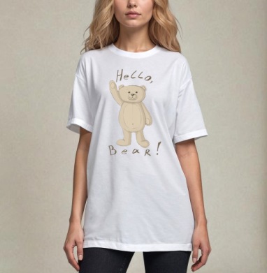 Нежный винтажный эскиз плюшевого мишки с надписью Hello Bear Привет Мишка Друг - Магазин футболок Lakshmi_Leary - Дизайнерские принты