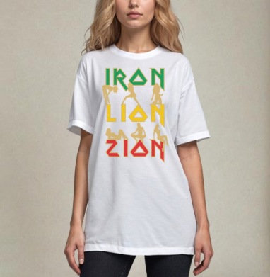 iron lon zion / Железный Лев Сиона, Футболка / Унисекс / Оверсайз / Белая / C принтом
