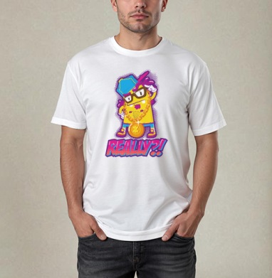 Skeptical Yellow Gangsta Character / Скептичный Жёлтый Гангста Монстр, Футболка / Мужчинам / Pure / Белая / C принтом