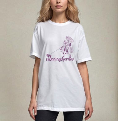 Shoppingtheraphy / Шопинг-терапия, Футболка / Унисекс / Оверсайз / Белая / C принтом