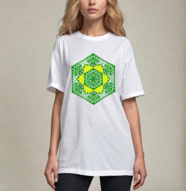 YARA ART Kaleidoscope / Калейдоскоп YARA ART, Футболка / Унисекс / Оверсайз / Белая / C принтом