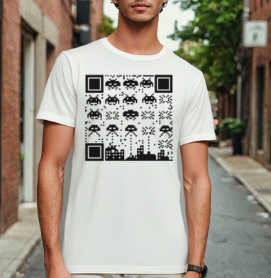 Цифровое инопланетное вторжение с пиксельными пришельцами Space Invaders, Футболка мужская Base белая