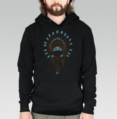 Native American Chief / Индейский вождь в перьях символ силы и достоинства - Купить мужские толстовки regular Муэрто в Москве, цена мужских толстовок regular  с прикольными принтами - магазин дизайнерской одежды Maryjane