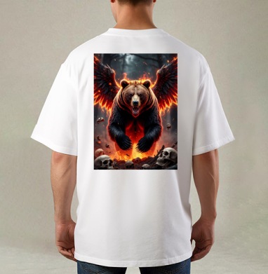 Могучий коронованный огненный медведь с крыльями / Fire Bear Wings - Магазин футболок jestkrd
