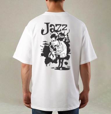Jazz trio, Футболка / Мужская / Оверсайз / С принтом на спине