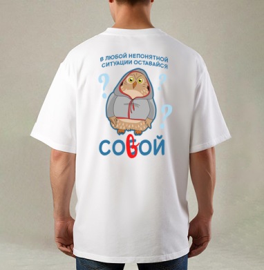 Оставаться совой, Футболка / Мужская / Оверсайз / С принтом на спине