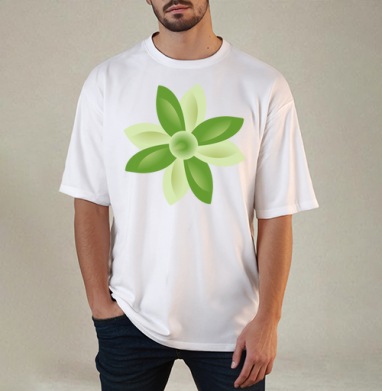 Изумрудный цветок естественная композиция нежность свежесть цветок, Футболка / Мужчинам / Оверсайз / Белая / C принтом