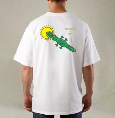 Зеленый крокодил заглатывает желтое солнце crocodile & sun - Магазин футболок Anatolich - Дизайнерские принты