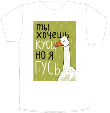 Ироничная иллюстрация с дерзким гусём - Своя футболка белая A5 (15 x 20 см)
