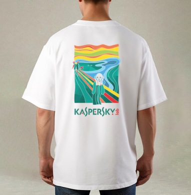 Современная Интерпретация «Крика» с Логотипом Kaspersky, Футболка / Мужская / Оверсайз / С принтом на спине