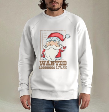 Santa wanted, Свитшот мужской белый