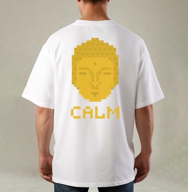 Пиксельное Лицо Будды с Надписью Calm - GO VEGAN!