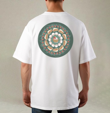 sweet mandala / THOUGHT The user wants a translation of sweet mandala for a product card title. / Сладкая мандала, Футболка / Мужская / Оверсайз / С принтом на спине