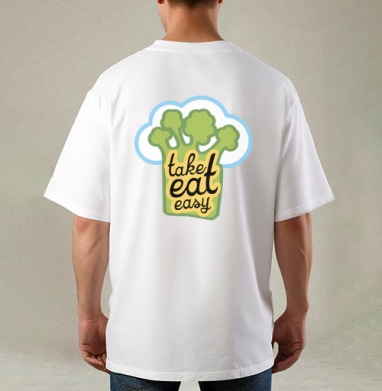 take eat easy / Ешь легко, Футболка / Мужская / Оверсайз / С принтом на спине