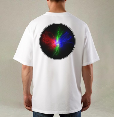Мощный всплеск RGB цвета в динамике, Футболка / Мужская / Оверсайз / С принтом на спине