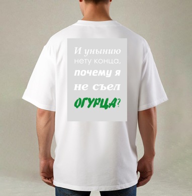 Ироничный постер «Почему я не съел огурца?», Футболка / Мужская / Оверсайз / С принтом на спине